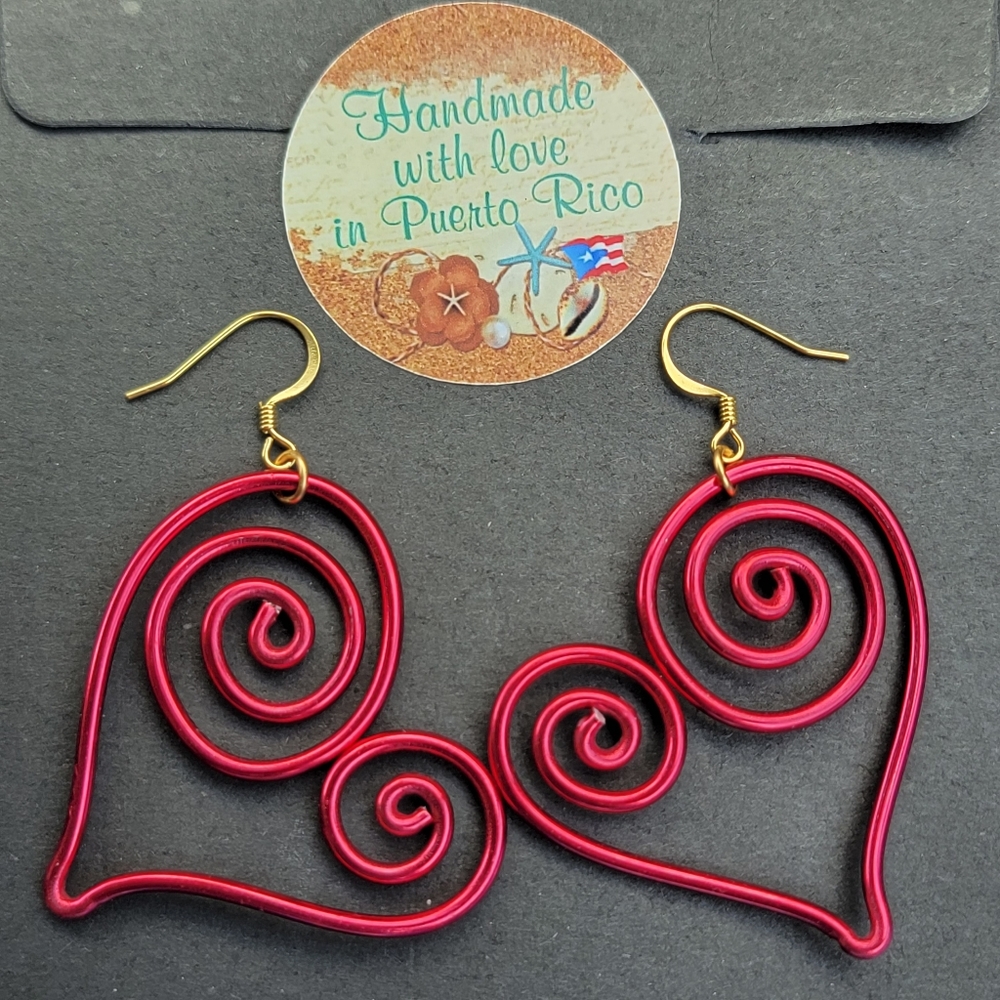 Heart Shaped One-of-a-kind Wire Handmade Earrings